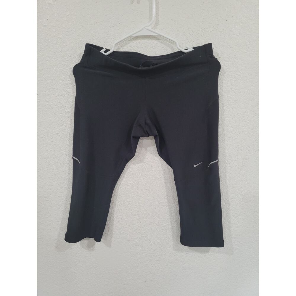 Nike Women's Dri-Fit‎ Black Capris Size Medium Back Zipper Active Wear #p